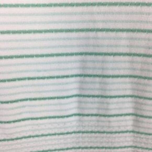 Athleta Green and White Stipe Fast Track Short Sleeve Knit Athletic Top Med - Picture 4 of 8